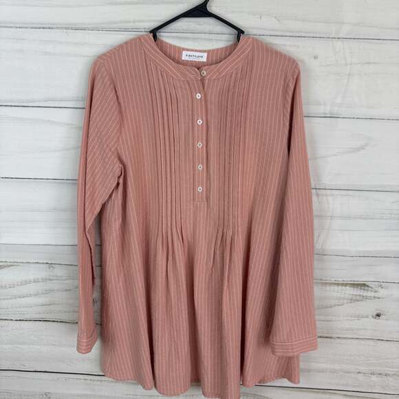 First Love People FP Beach Blossom Button Up Ribbed Henley Mini Dress in Pink - Picture 2 of 4